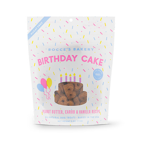 Bocce&#39;s Bakery Birthday Cake Peanut Butter, Carbon &amp; Vanilla Recipe Biscuits for Dog 5oz