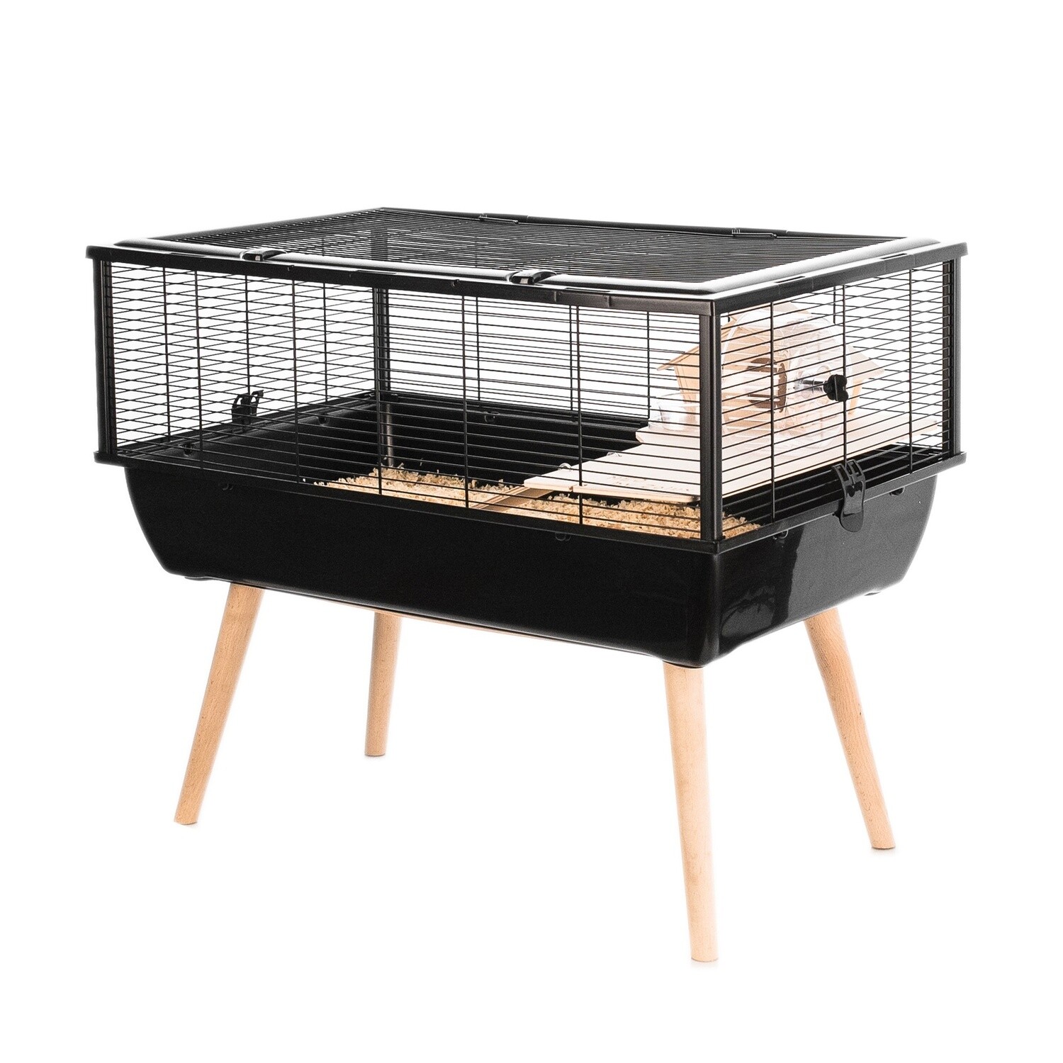 Neo Nigha Small Pet Cage - Narrow Bars (9 mm) - Black with Black Wire - 78 x 48 x 36 cm