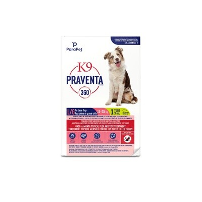 K9 Praventa 360 Flea &amp; Tick Treatment - Large Dogs 11 kg to 25 kg - 1 Tube