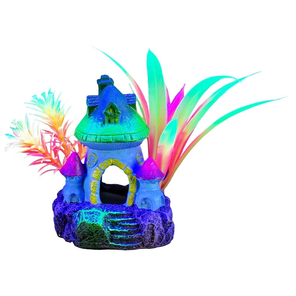 Marina iGlo Ornament - Mushroom House with Plants - Small - 7.3 cm (3 in)