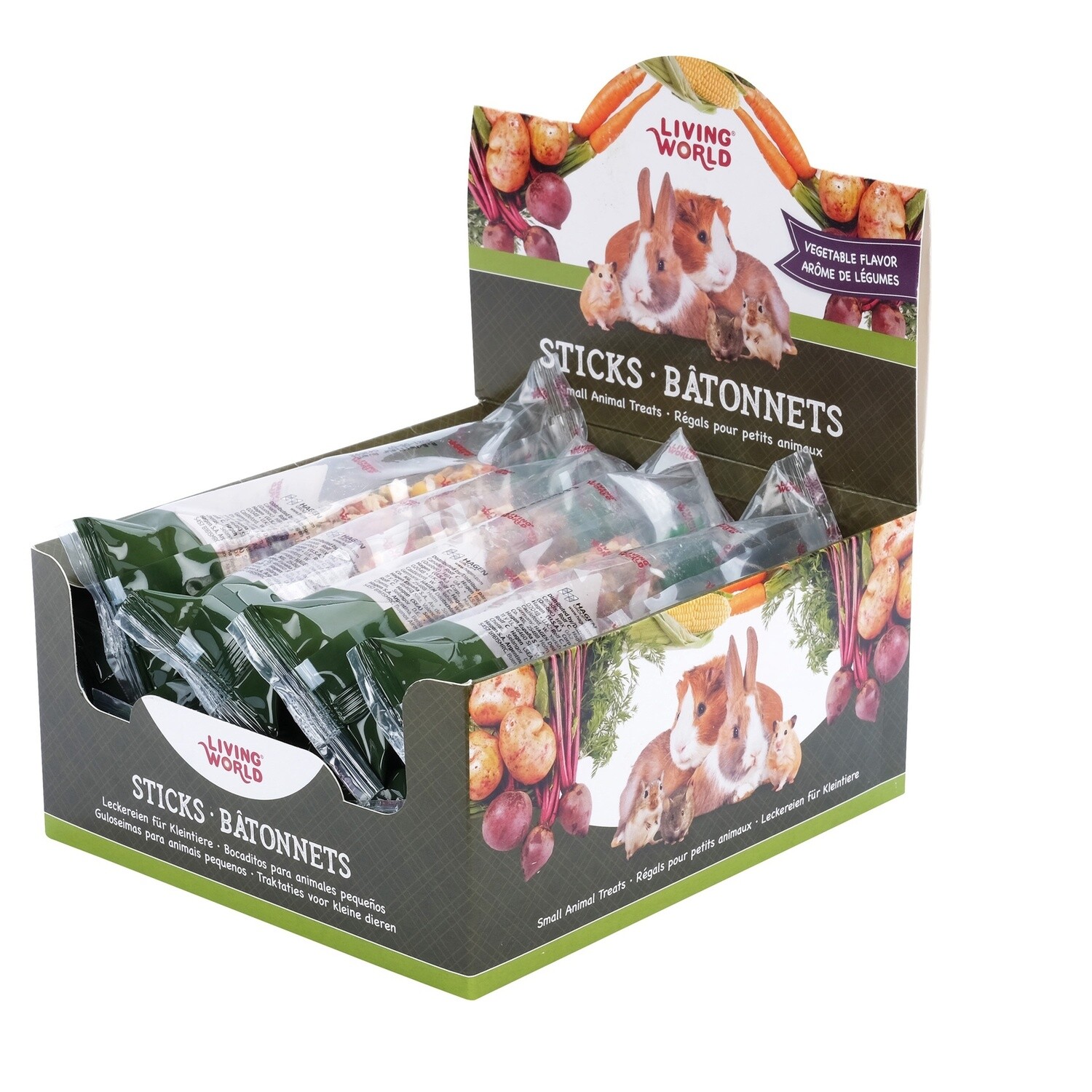 Living World Small Animal Sticks, Vegetable, 45g