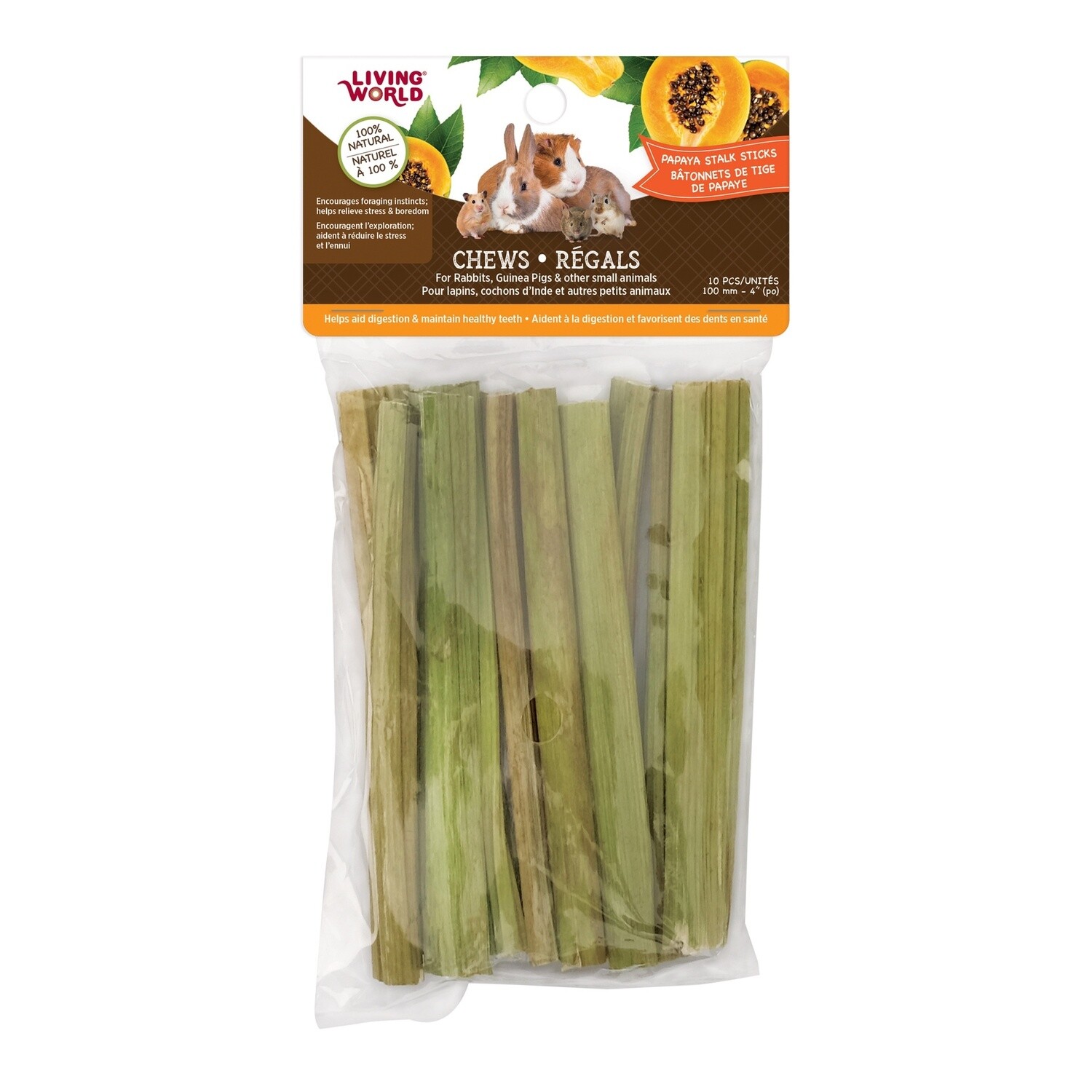 Living World Small Animal Chews, Papaya Stalk Cubes, 20 g
