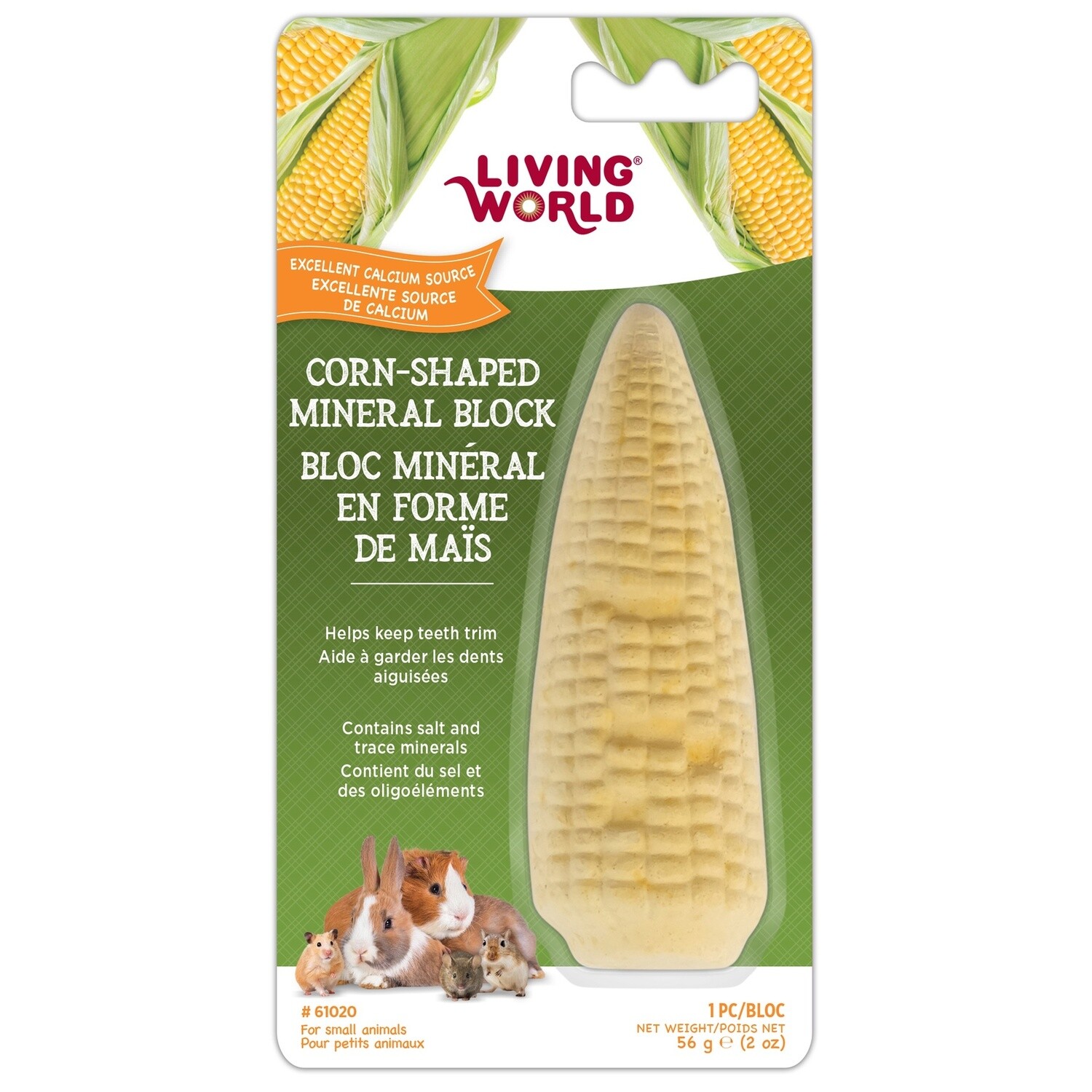 Living World Corn-Shaped Mineral Block for Small Animals - 56 g (2 oz)