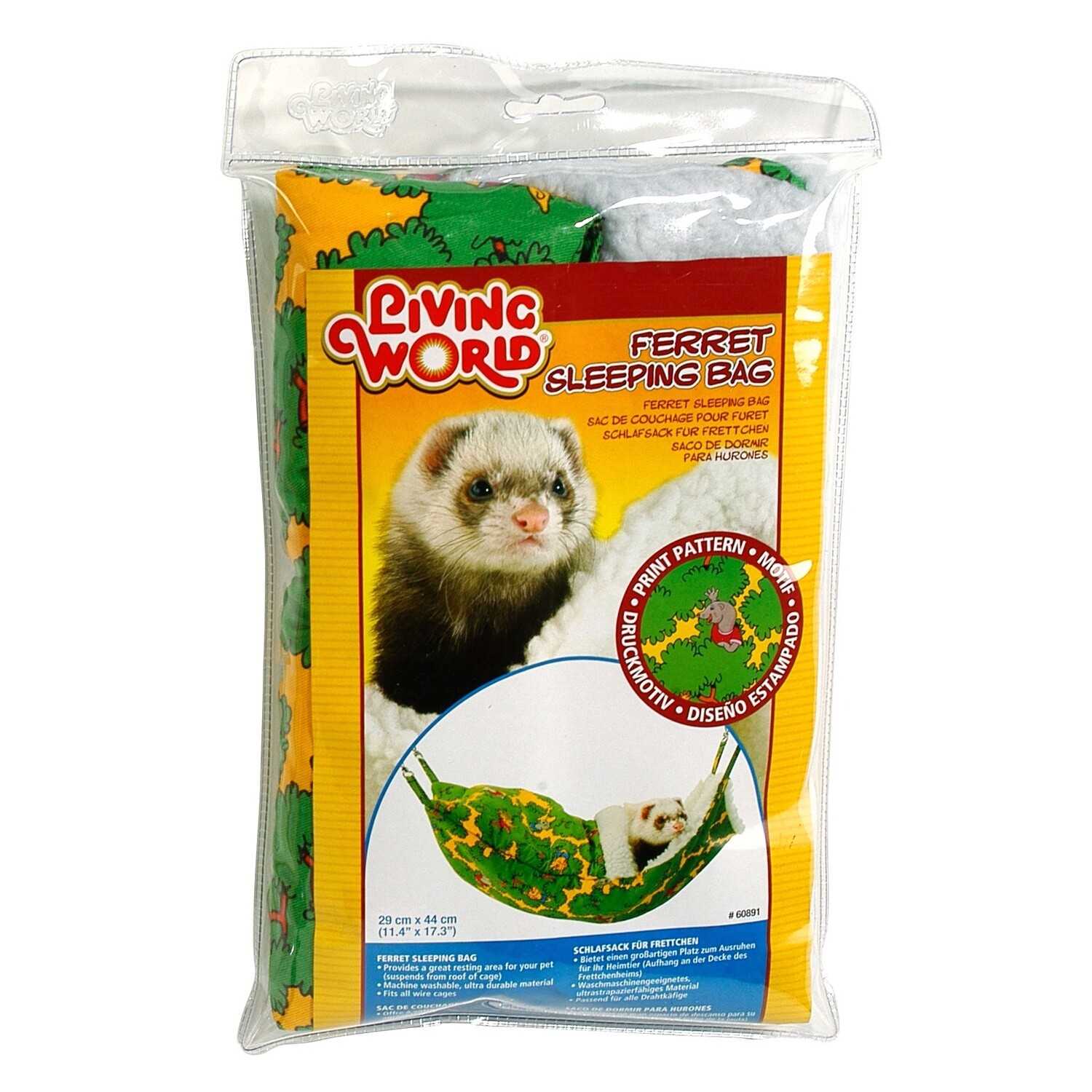 Living World Ferret Sleeping Bag - Green - 29 x 44 cm (12 x 17.5 in