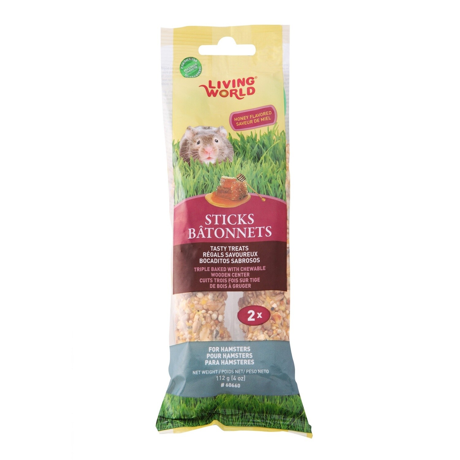 Living World Hamster Sticks - Honey Flavour - 112 g (4 oz) - 2-pack
