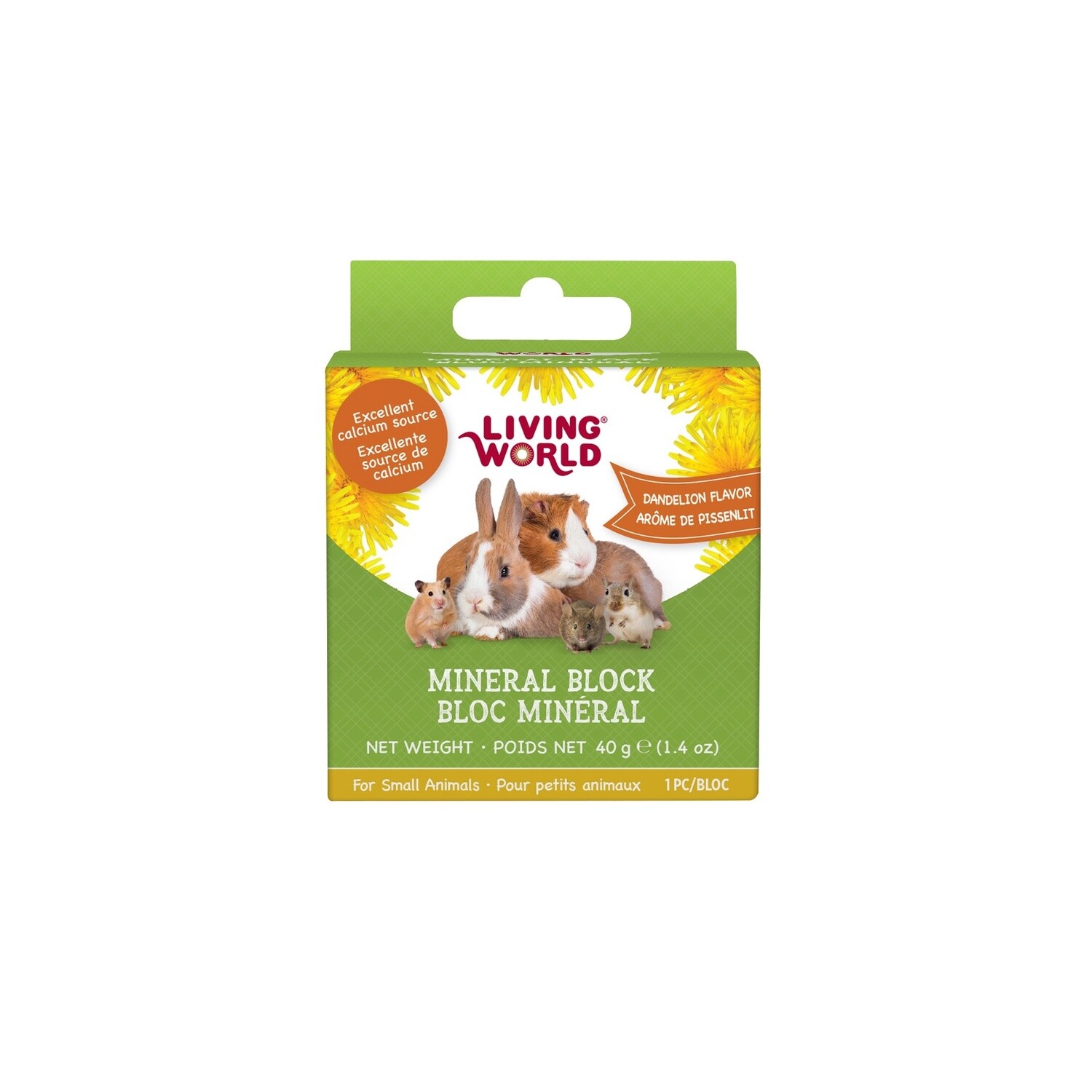 Living World Small Animal Mineral Block, Dandelion, 40g