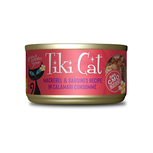 Tiki Cat - Mackerel &amp; Sardines Recipe in Calamari Consommé Wet Cat Food 2.8 oz