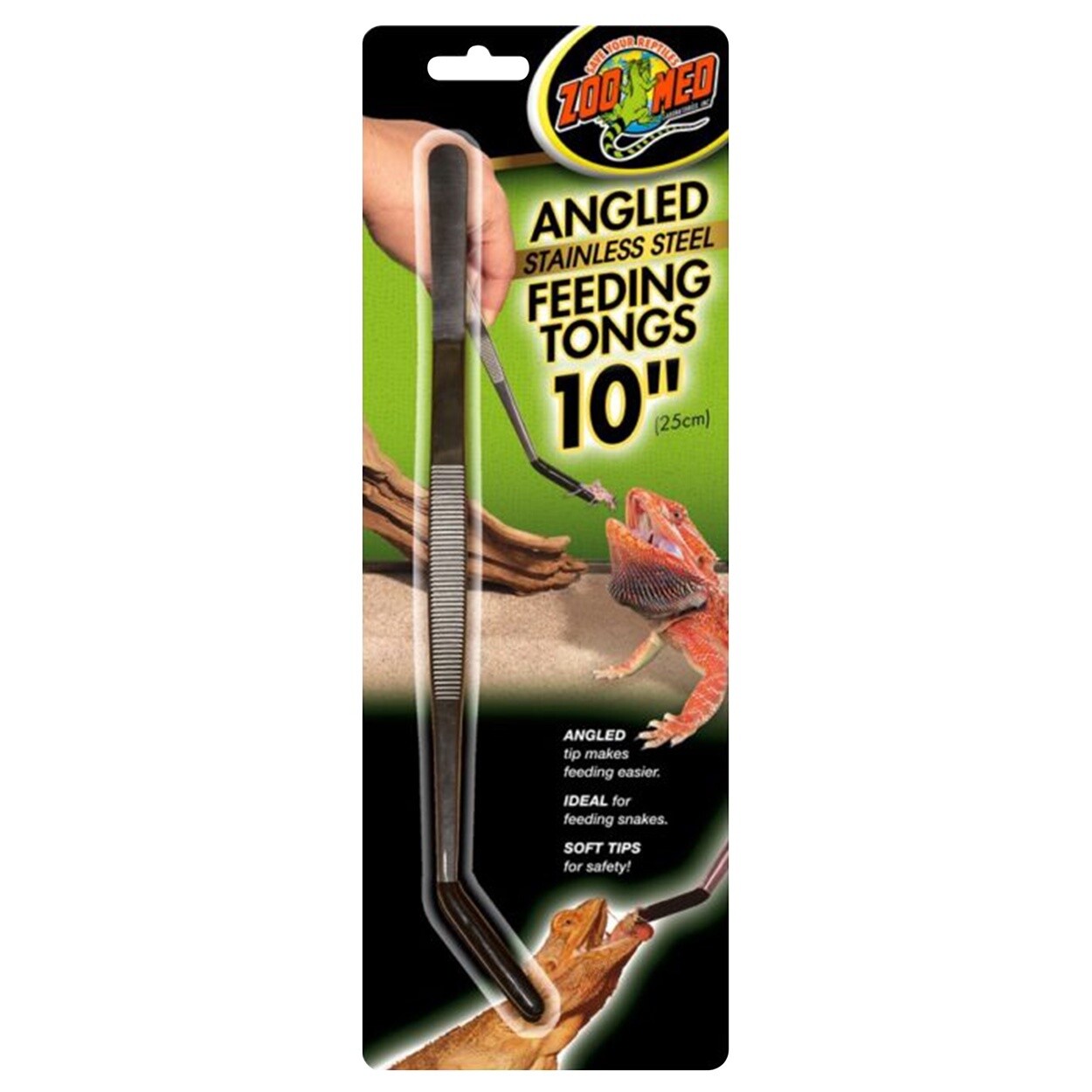 Zoo Med Angled Stainless Steel Feeding Tongs 10″