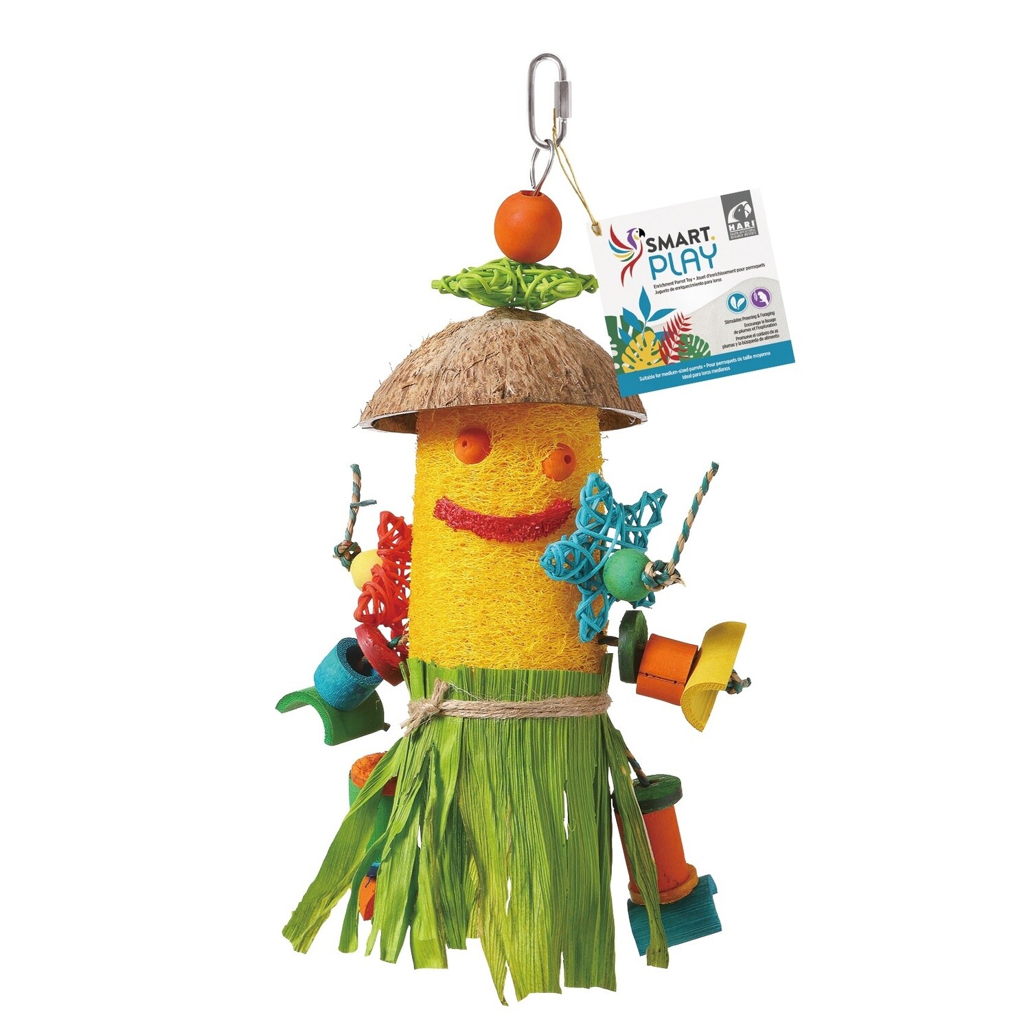 HARI SMART.PLAY Enrichment Parrot Toy - Loofah Man