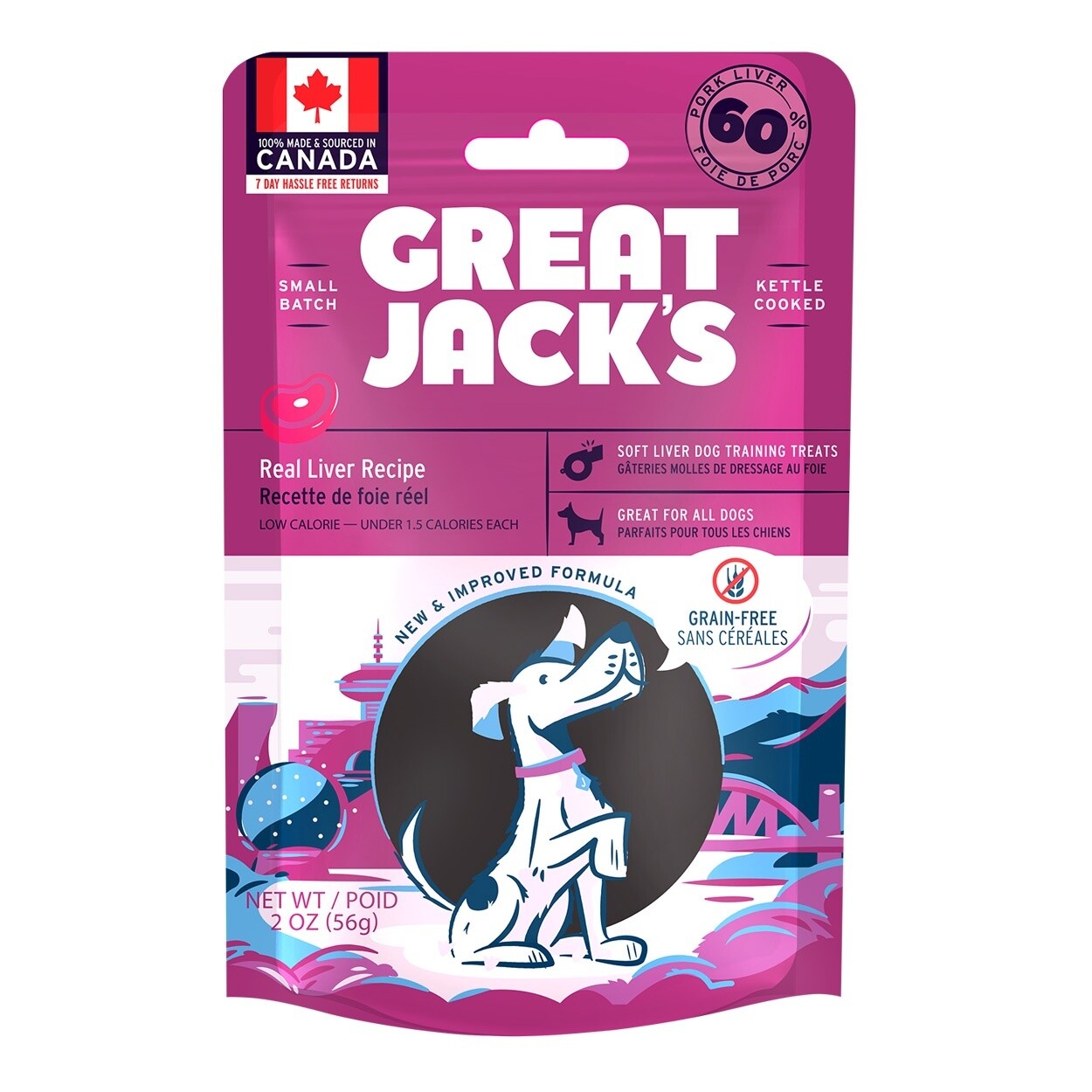Great Jack&#39;s - Grain-Free Soft Liver Dog Training Treats - Real Liver Recipe - 56 g