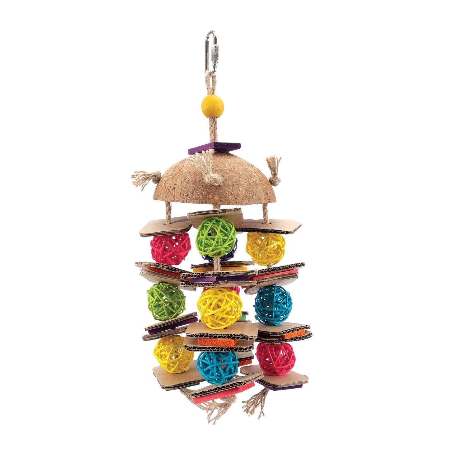 Living World Tropical Trove Coconut with Wicker Balls Bird Toy - 39 x 14 x 14 cm (15.4 x 5.5 x 5.5 in)