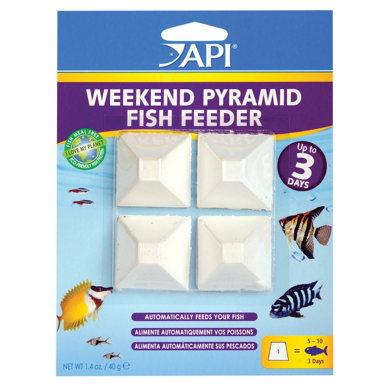 API - Weekend Pyramid Fish Feeder - 4pk