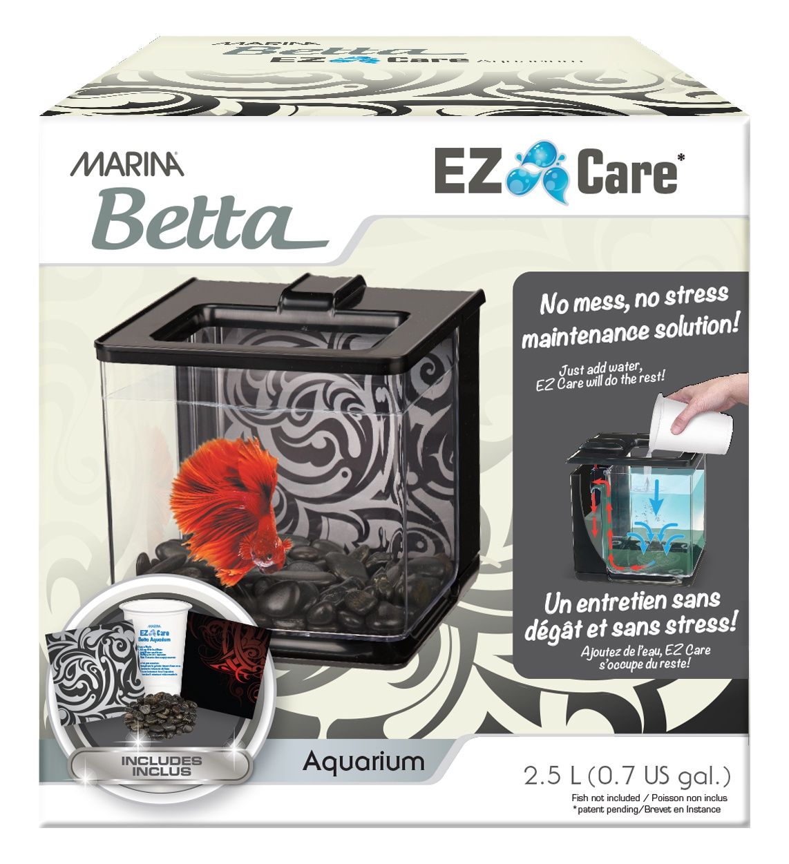Marina 2.5L EZ Care Betta Kit - Black - 2.5 L (0.7 US gal)