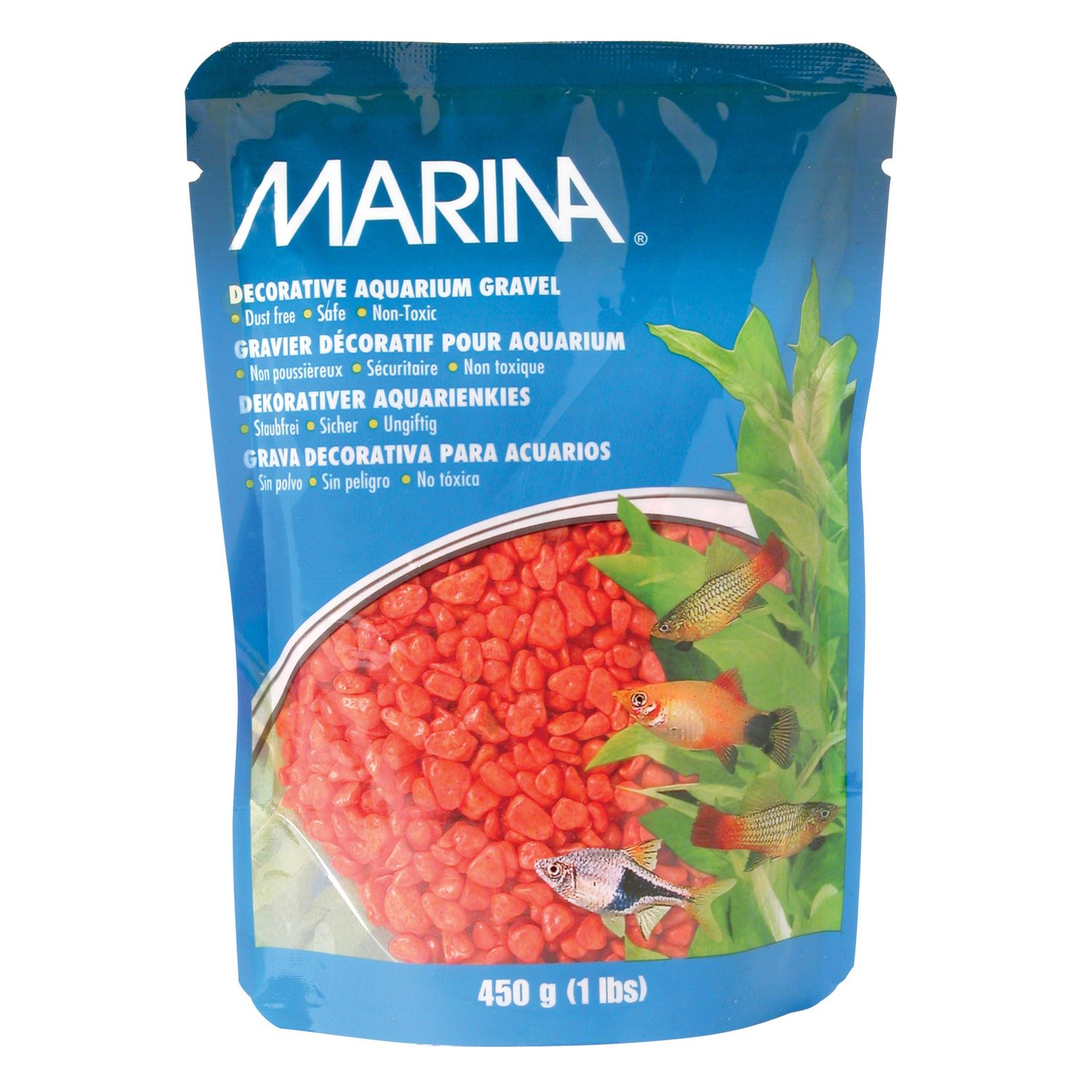 Marina Orange Decorative Aquarium Gravel - 450 g (1 lb)