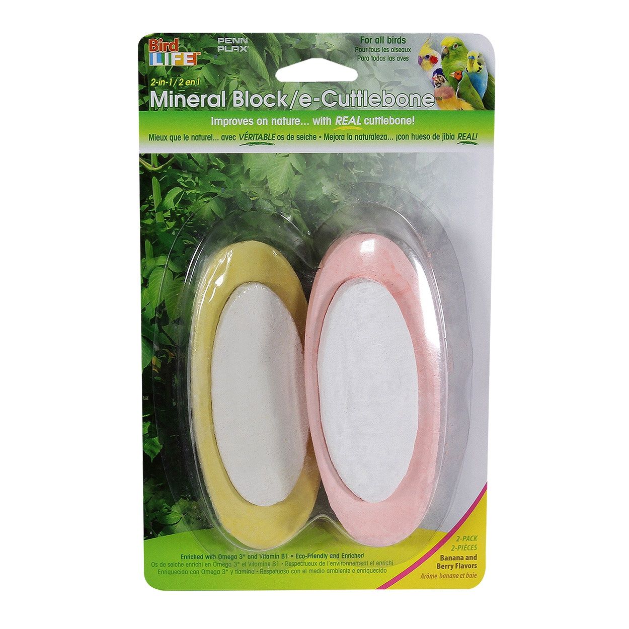Penn Plax - Mineral Block e-Cuttlebone - Banana &amp; Berry