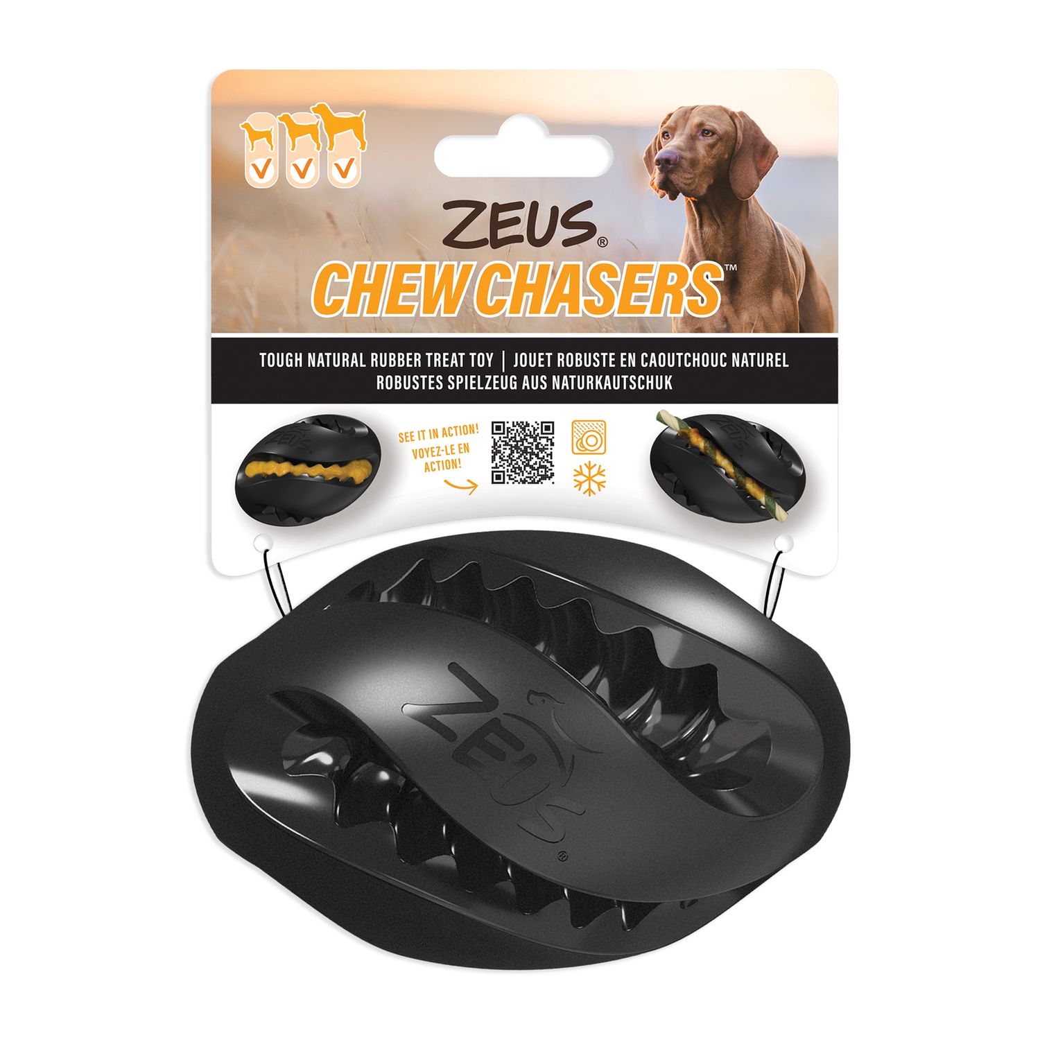 Zeus Chewchasers Rubber Treat Rugby Ball - Black - 12.5 cm (5 in)