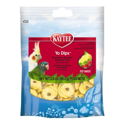 Kaytee - Yogurt Dipped Treats for All Small Hookbills - Strawberry-Banana Yogurt - 3.5 oz