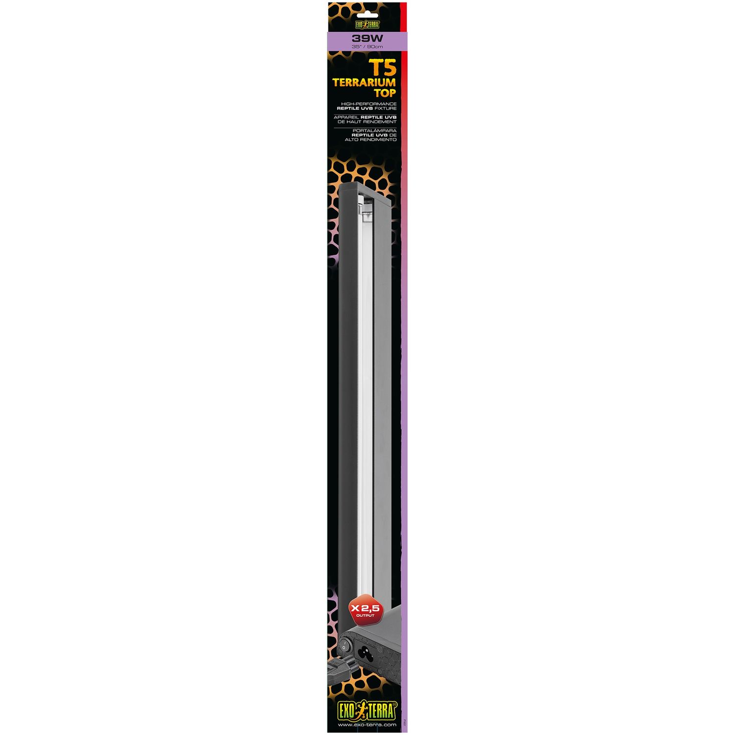 Exo Terra T5 Terrarium Top High-Performance Reptile UVB Fixture - 39W - 90 cm (35 in)