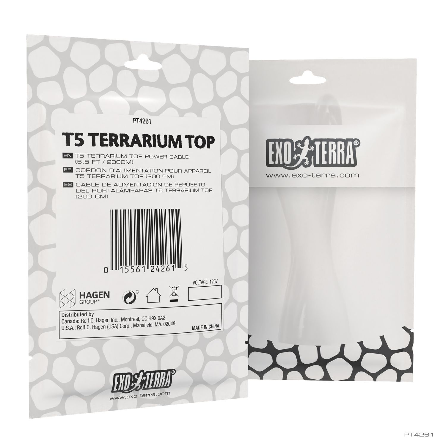 Exo Terra T5 Terrarium Top Power Cable - 6.5 ft (200 cm)