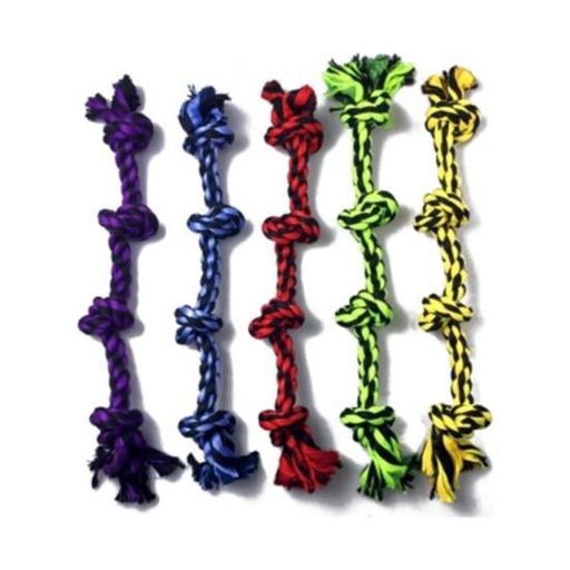 Multipet Nuts for Knots 4-Knot Rope Dog Toy  Assorted Colors  Size 25