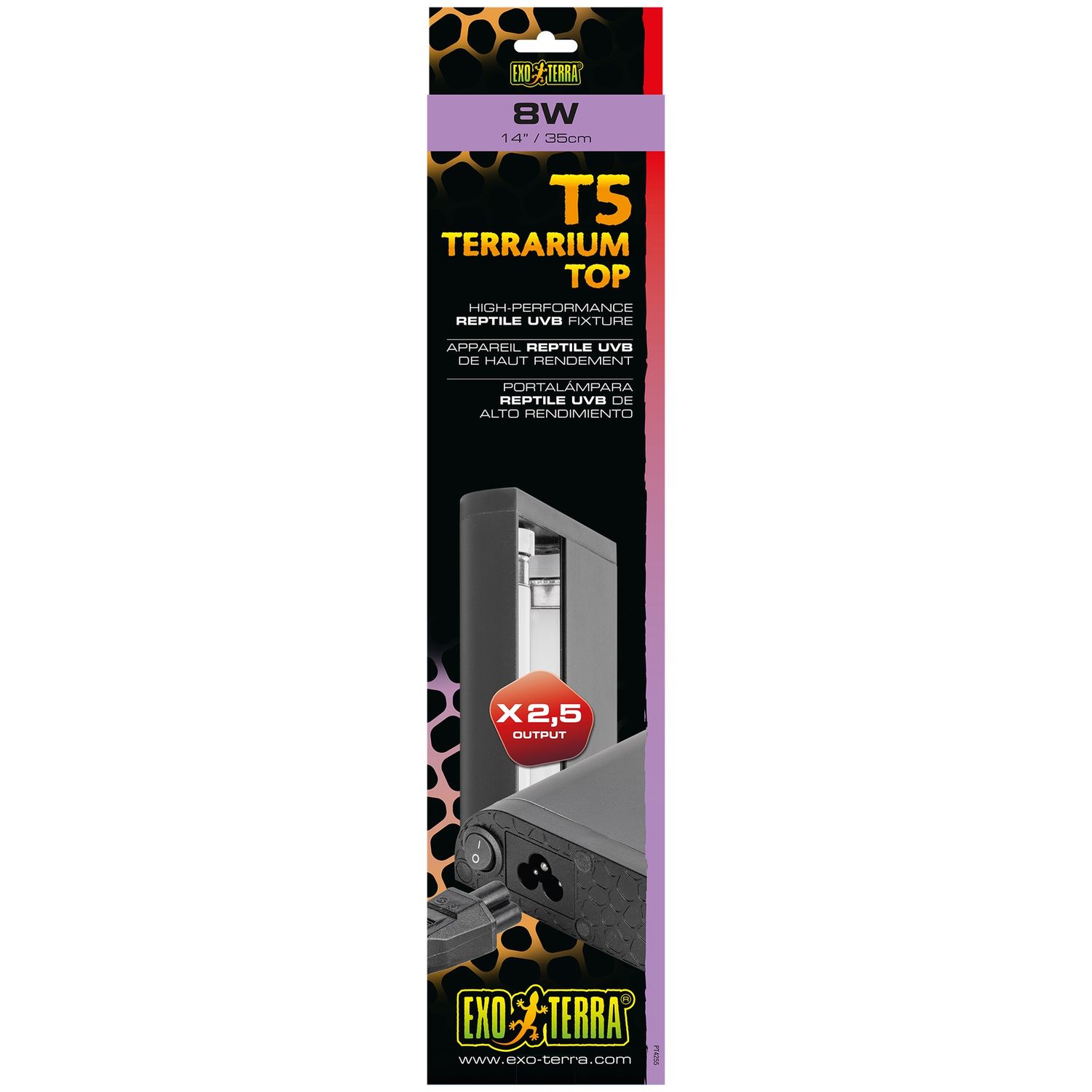 Exo Terra T5 Terrarium Top High-Performance Reptile UVB Fixture - 8W - 35 cm (14 in)