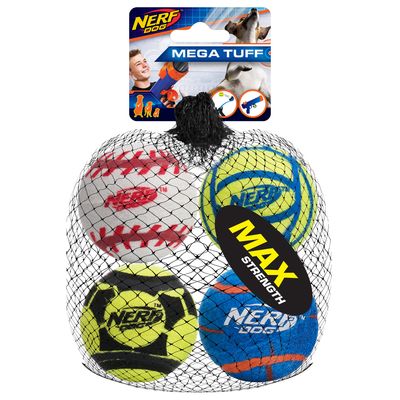 Nerf Dog Solid Tuff Sports Balls - 4 Pack - Medium - 6.4 cm (2.5 in)