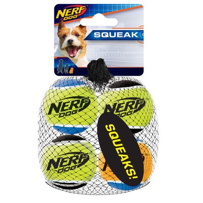 Nerf Squeak Tennis Balls - 4 Pack - XSmall - 4.4 cm (1.75 in)