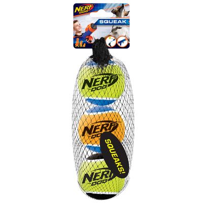 Nerf Dog Squeak Tennis Balls, 3 pack, Medium, 2.5in