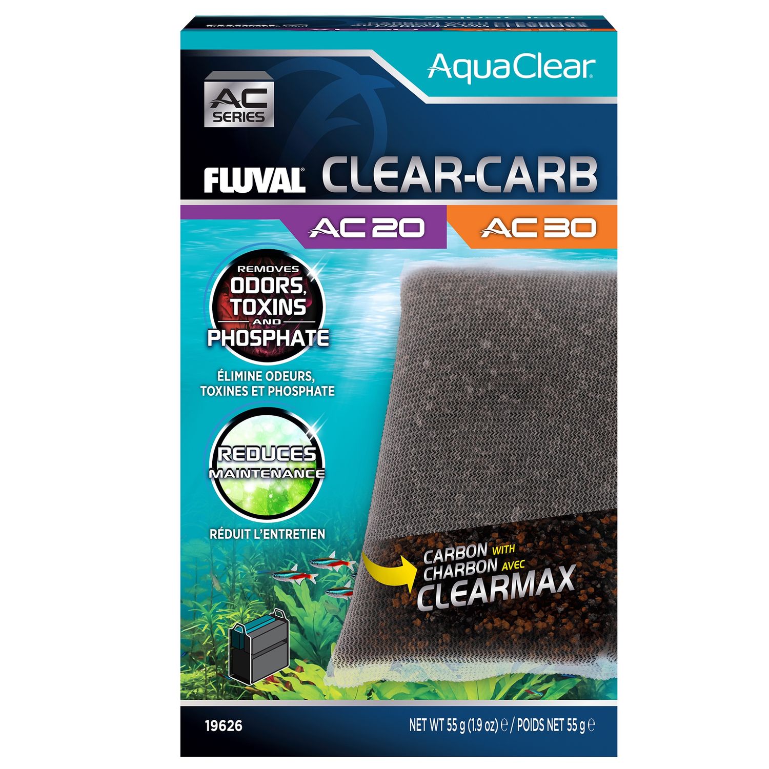 Clear-Carb for AquaClear AC20/AC30 Power Filter, 1.9 oz / 55 g