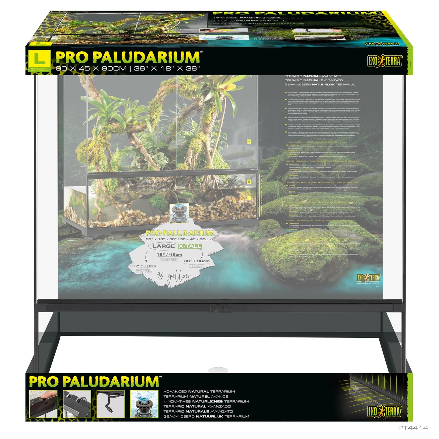 Exo Terra Pro Paludarium Advanced Natural Terrarium - Large-X-Tall - 90 x 45 x 90 cm