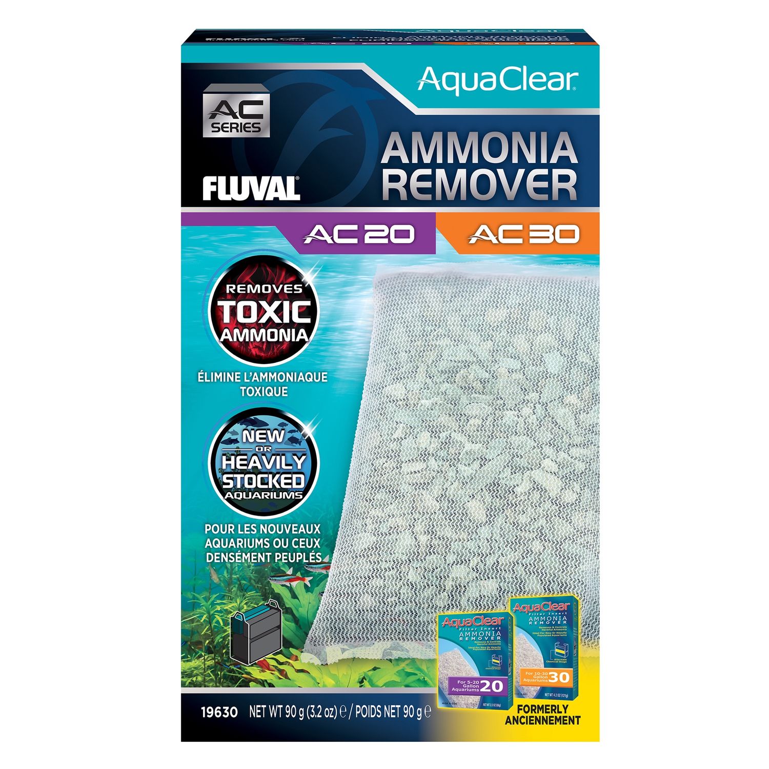 Ammonia Remover for AquaClear AC20/AC30 Power Filter, 3.2 oz / 90 g