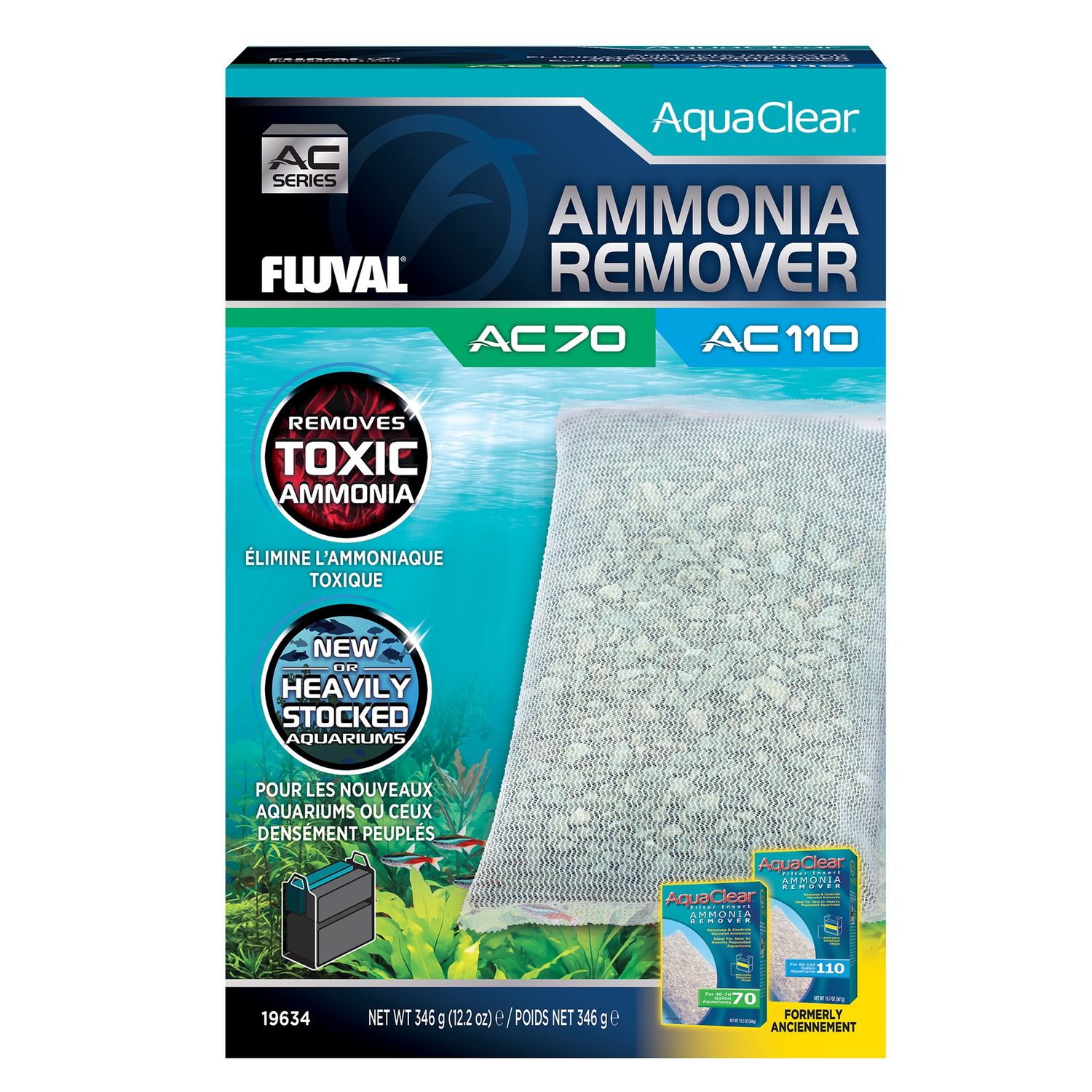 Ammonia Remover for AquaClear AC70/AC110, 12.2 oz / 346 g