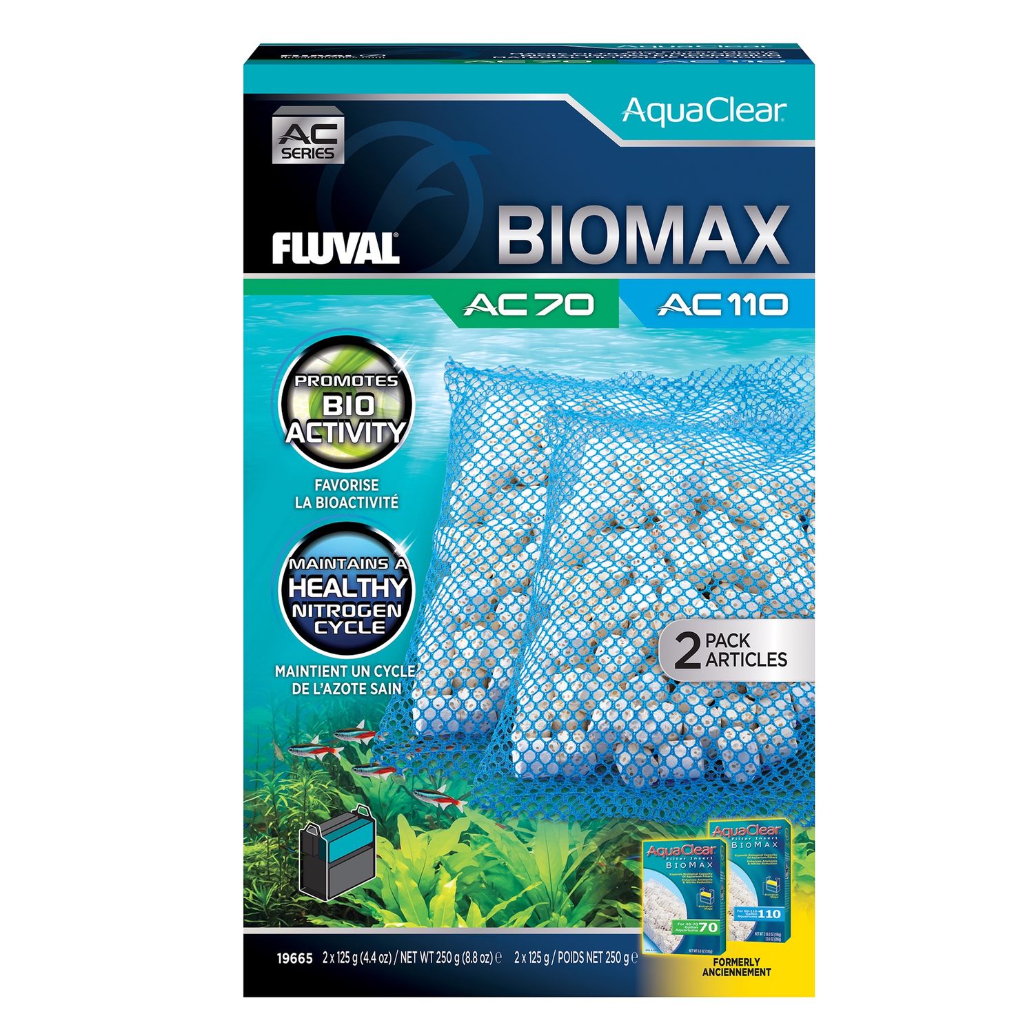 BIOMAX for AquaClear AC70/AC110 Power Filter, 8.8 oz / 250 g, 2-Pack
