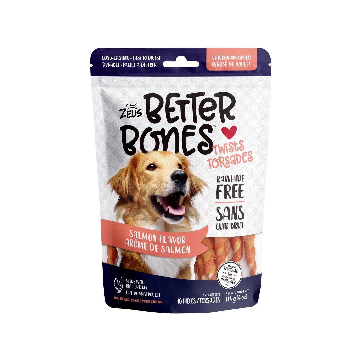 Zeus Better Bones - Salmon Flavor - Chicken-Wrapped Twists - 10 pack