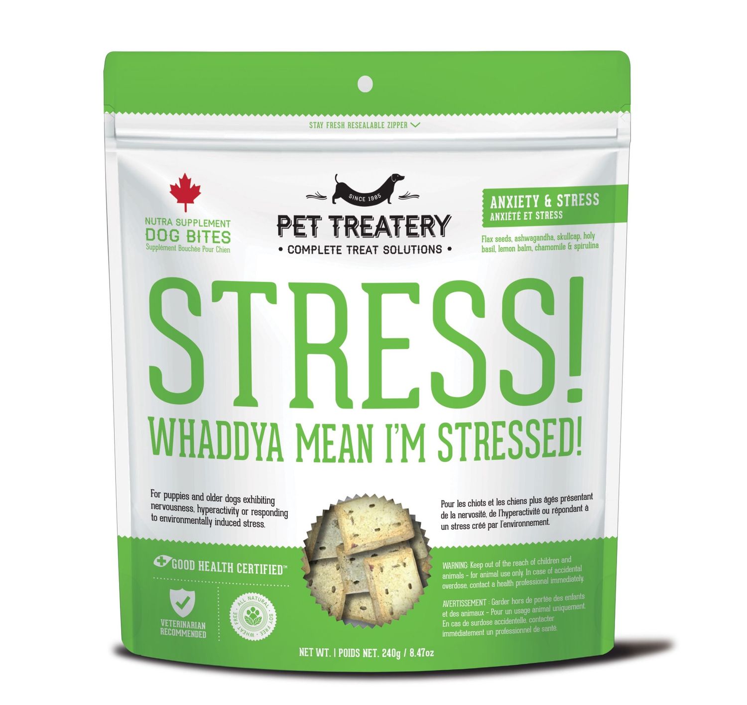 Granville Anxiety And Stress Treats Whaddya Mean Stressed Dog 240g
