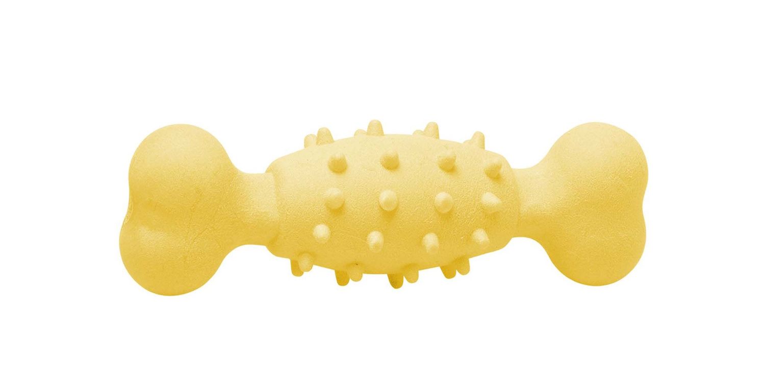 Bud&#39;Z Floating Rubber Dog Toy - Foam Bone - Yellow 4.5in