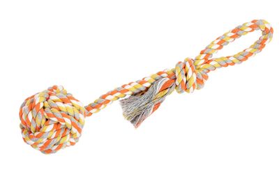 Bud'Z Rope Dog Toy Monkey's Fist With Stem And Loop Orange And Yellow 15"