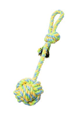 Bud'Z Rope Monkey Fist With Stem And Loop Green Yellow Dog 15in