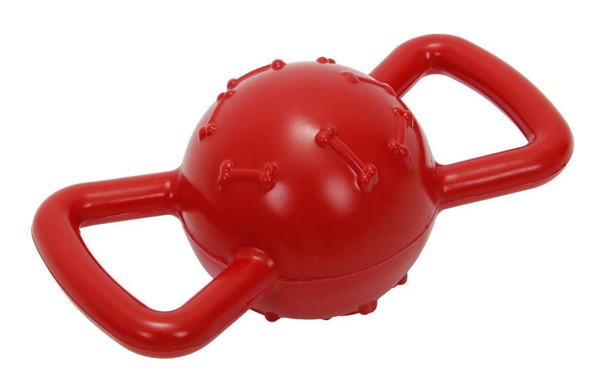 Bud&#39;Z Rubber Ball With Handles Red Dog 3.5in 1pc