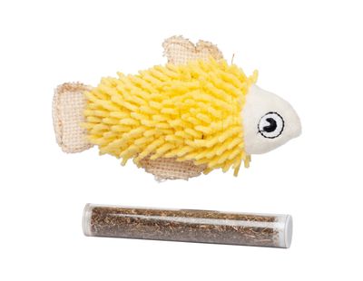 Bud'Z Yellow Fish With Catnip Pock Cat 4.5in 1pc