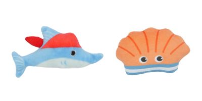Bud'Z Cat Toy - Pirate Fish &amp; Shell Duo Cat 3in 1pc