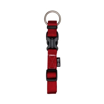 Zeus Adjustable Nylon Dog Collar - Deep Red - Small - 1 cm x 22 cm-30 cm (3/8in x 9in-12in)