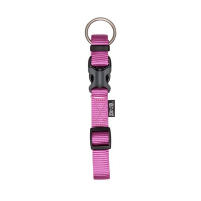 Zeus Adjustable Nylon Dog Collar - Fuchsia - Medium - 1.5 cm x 28 cm-40 cm (1/2in x 11in-16in)