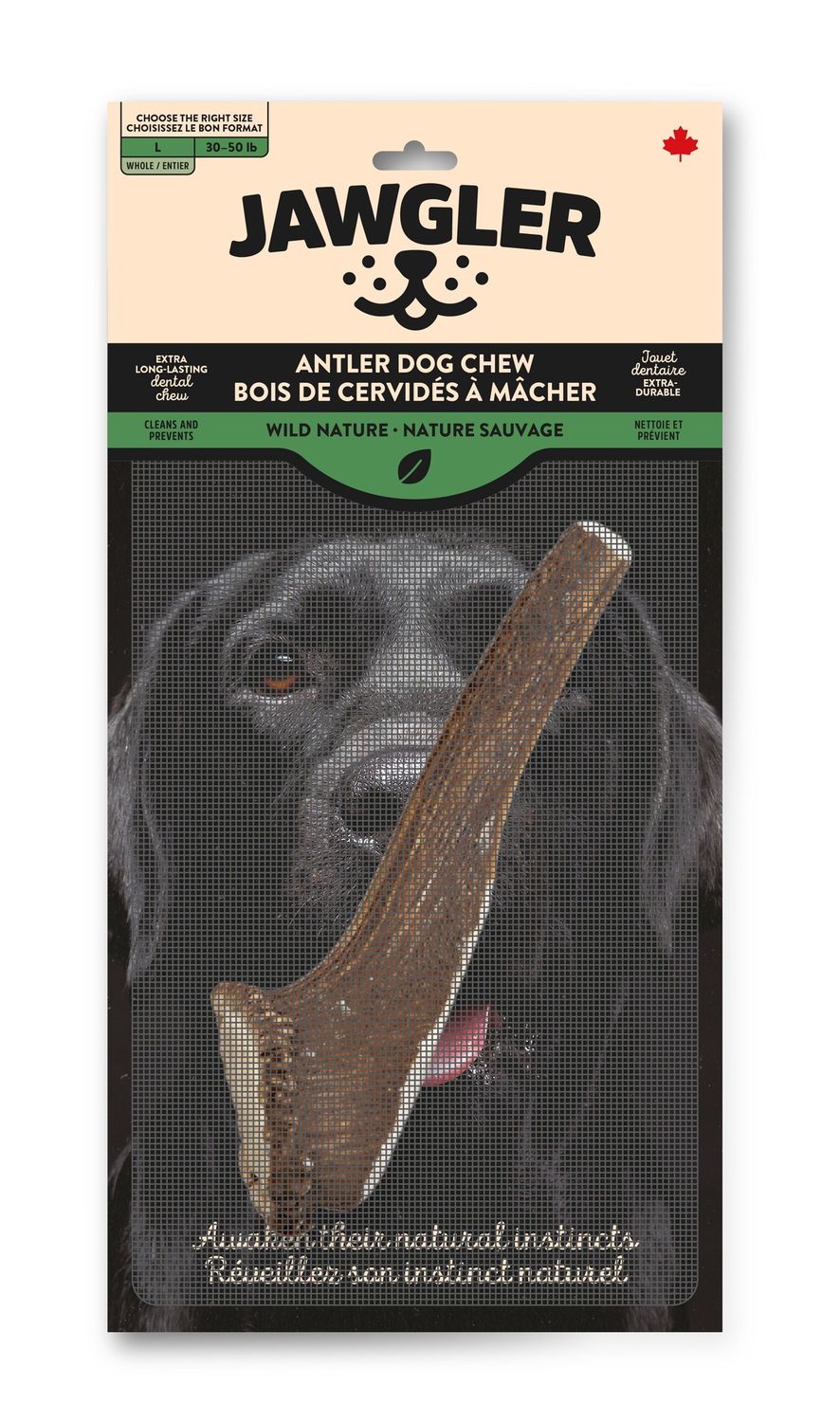 Jawgler Antler Dog Chew, Whole Wild Nature, Large 1pc