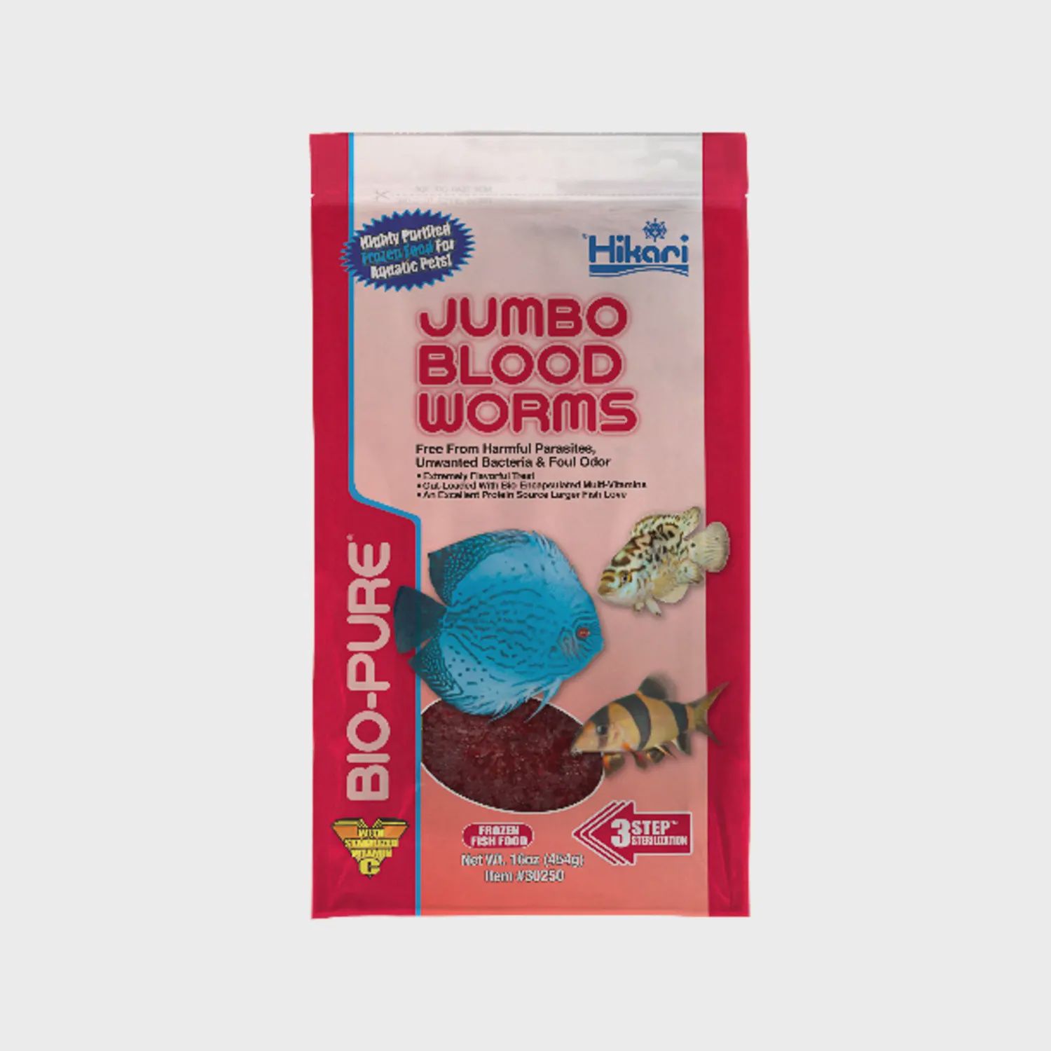 Hikari - Frozen Jumbo Blood Worms - Flat Pack - 16 oz