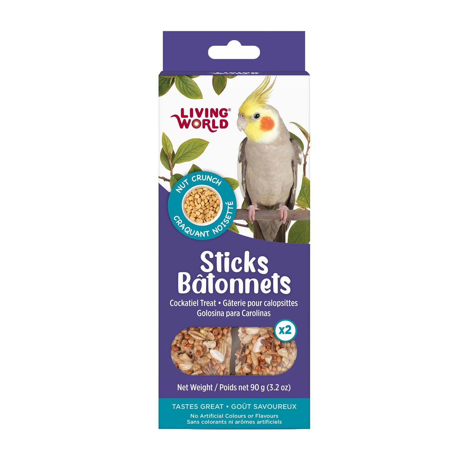 Living World Sticks - Cockatiel Treat - Nut Crunch - 2 pieces - 90 g (3.2 oz)