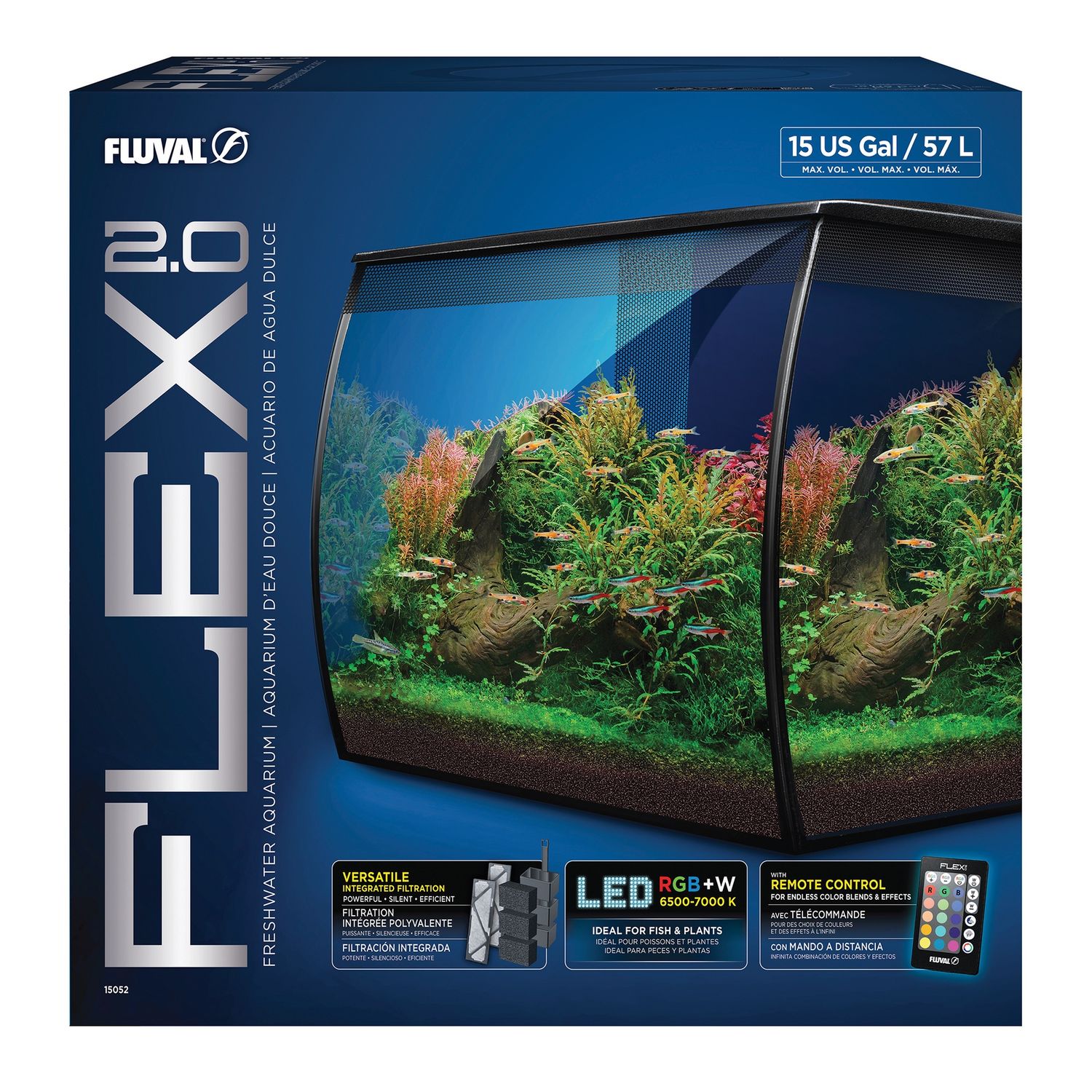 Fluval Flex 2.0 Aquarium Kit, 57 L (15 US gal)