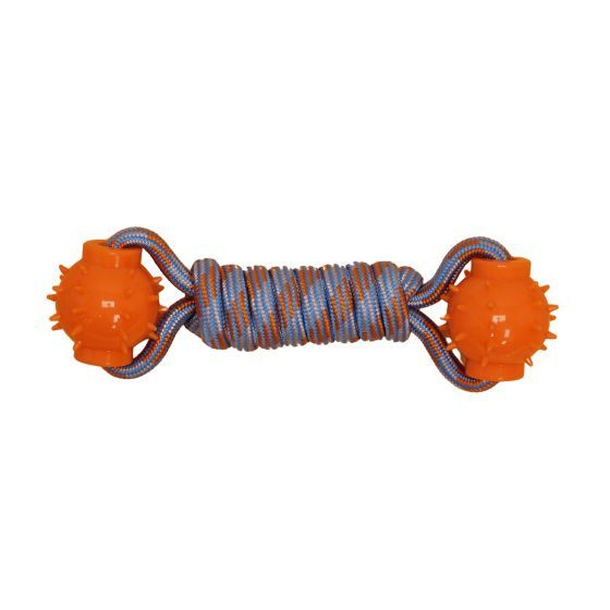 Bud'Z Floating Rope Toy For Dog - Dumbbell, Orange and Blue 24cm