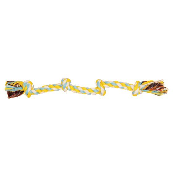 Bud'Z Rope Toy For Dog, With 4 Knots - Sky Blue and Yellow 40cm