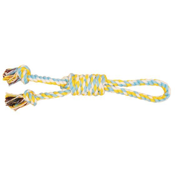 Bud'Z Rope Toy For Dog, Double Loop and Noose Knot - Sky Blue and Yellow 35cm